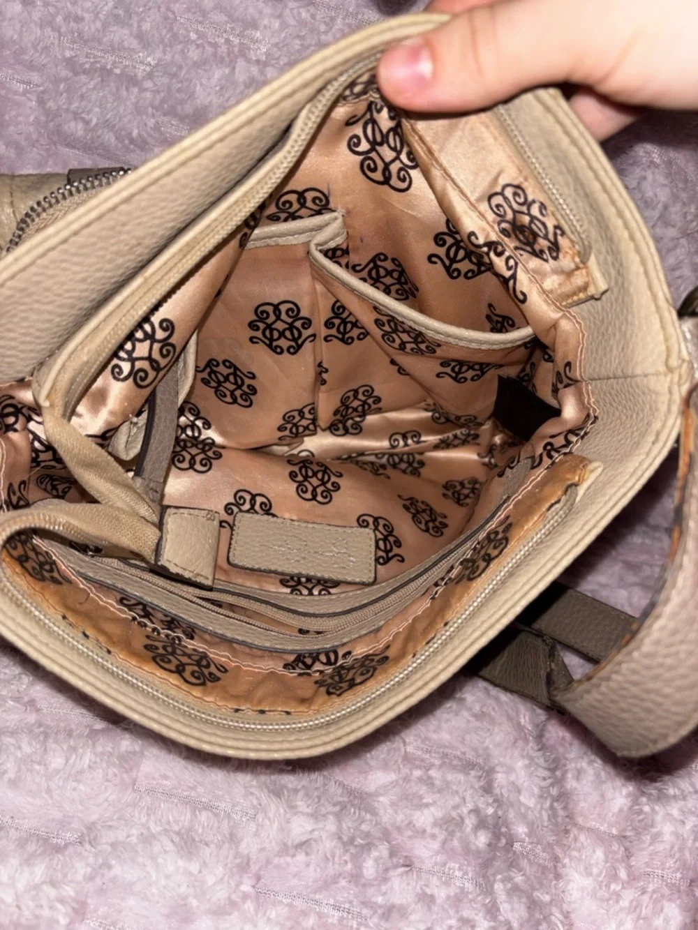 Jessica Simpson Taupe Crossbody Bag - Taupe with Dark Taupe Trim